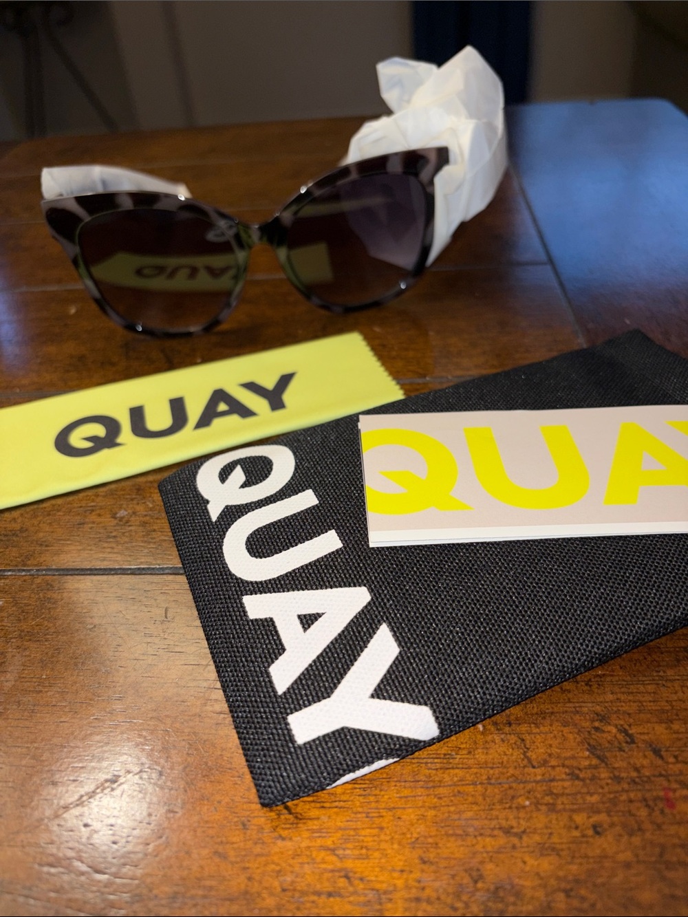 Quay Australia Black Tortoise Cat-Eye Sunglasses